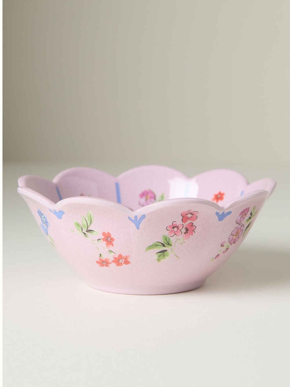 Anthropologie Annette Melamine Bowls Scalloped Lilac Ice Floral Set of 4 Small - Picture 4 of 8